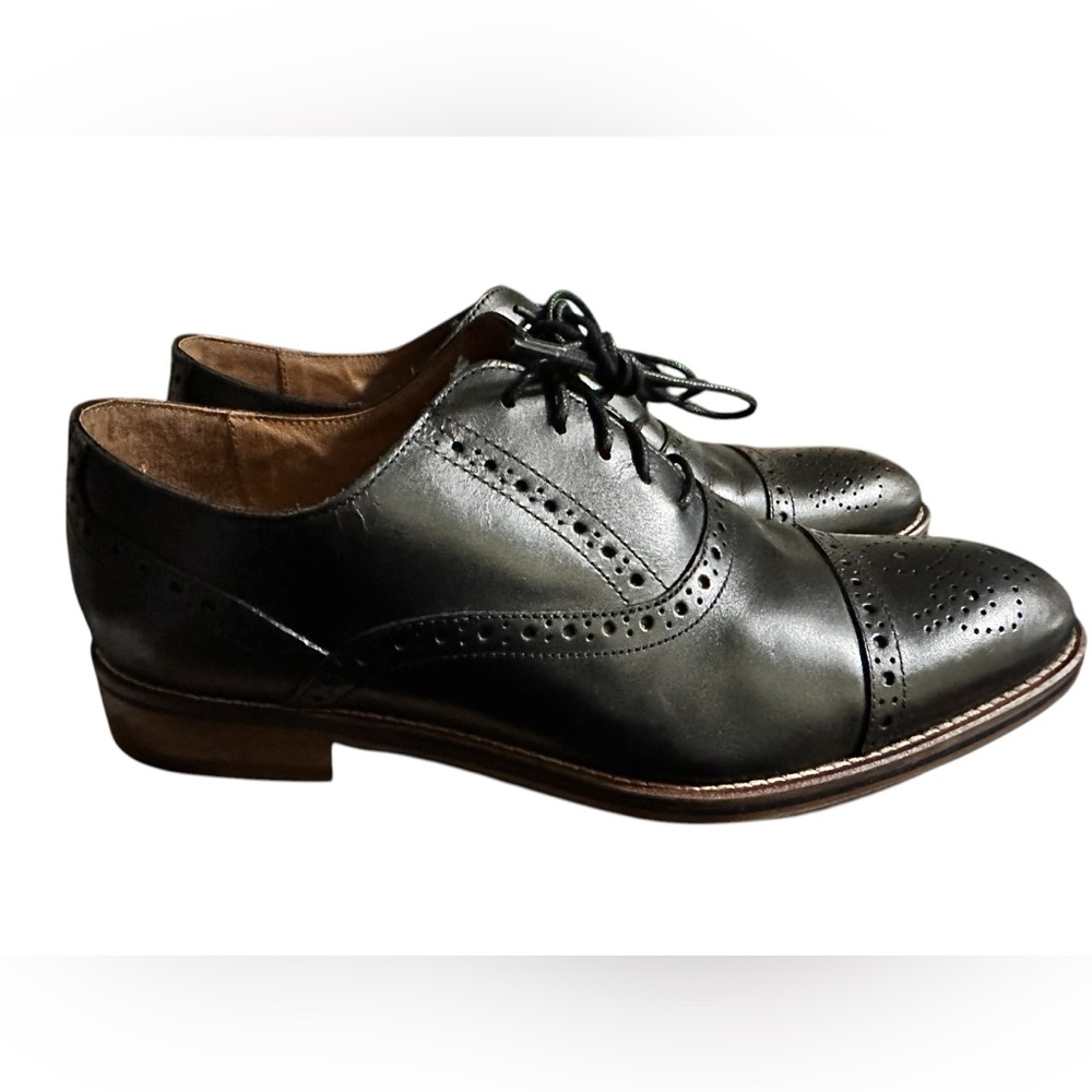 EUC Johnston & Murphy Conard Cap Toe Black Italian Leather. Men’s 9.5 W D22